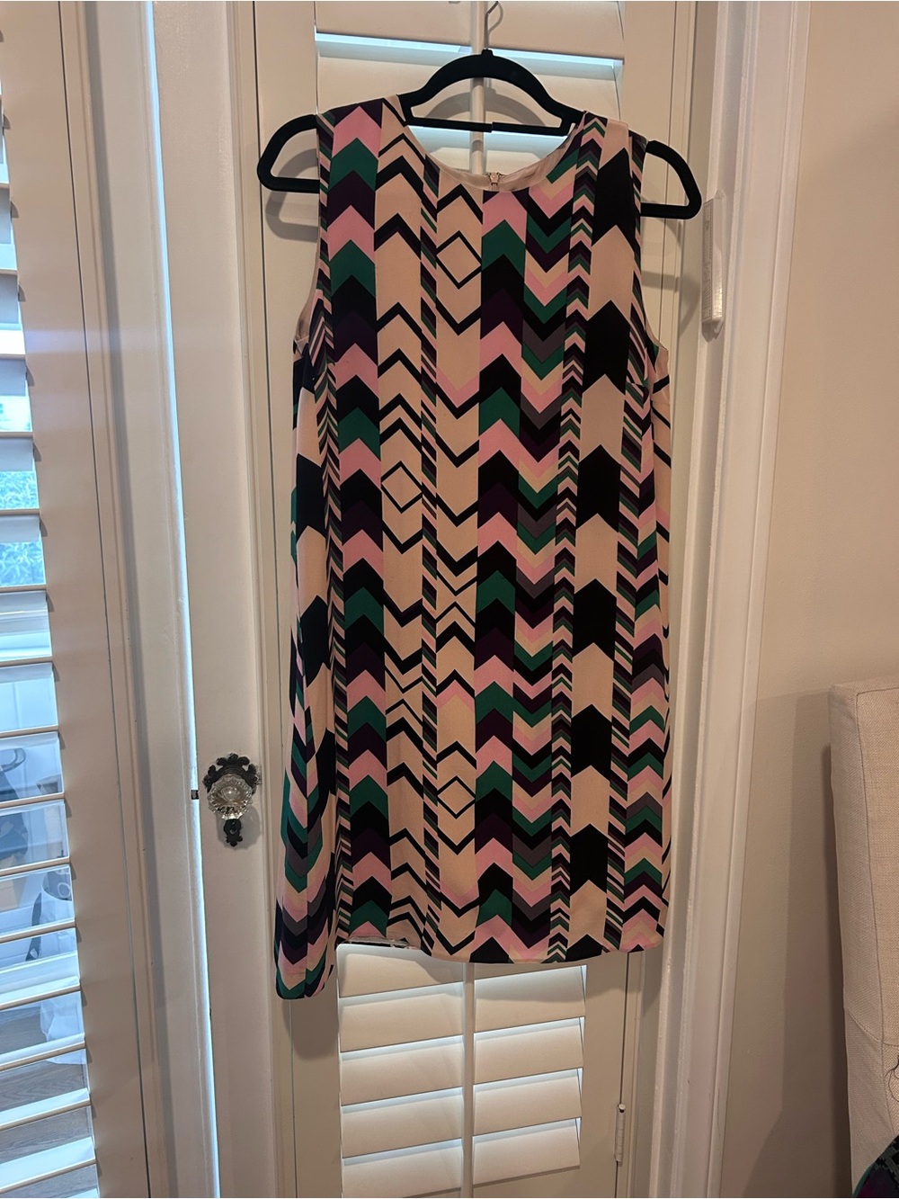 Missoni Chevron Print Shift Dress in Pink, Teal & Black